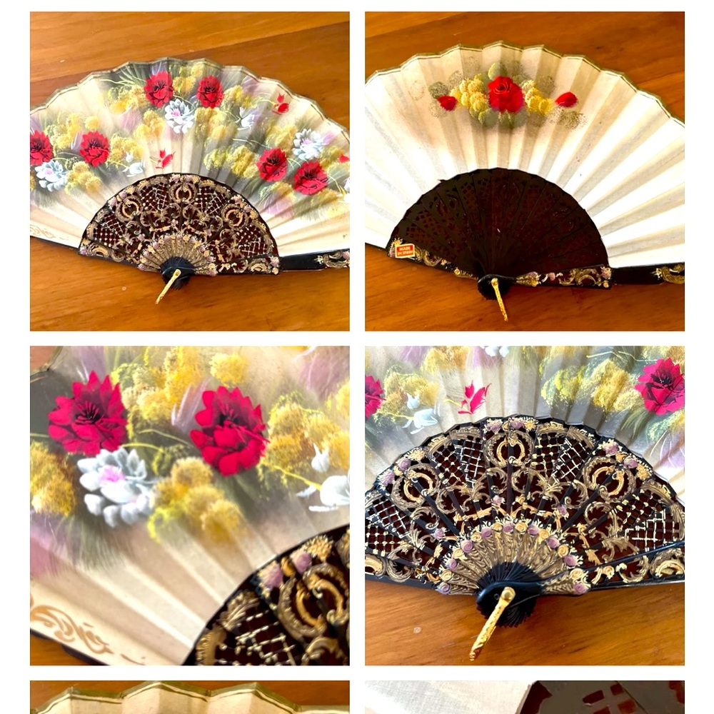 Spanish Courtship Fan - Vintage 1980s Hand-Painted